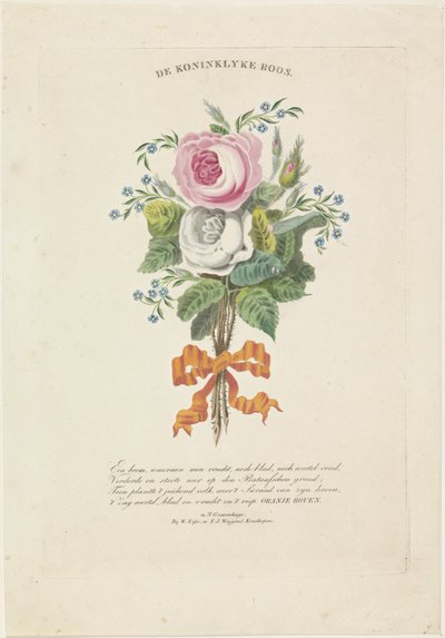 Roses with Silhouette Portraits of Willem I Frederik, King of the Netherlands, Wilhelmina of Prussia, Their Children, His Parents, and His Sister by Leonardus Schweickhardt