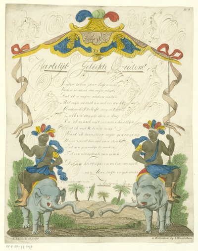 Letter with Black Men on Elephants by Leonardus Schweickhardt