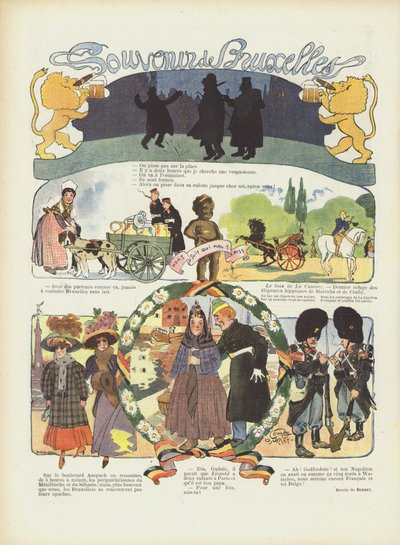 Souvenir of Brussels. Illustration for Le Rire by Leonce Burret