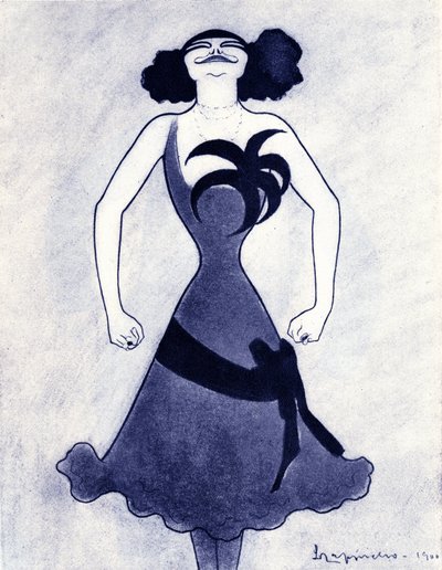 Cartoon of the Polar Comedian and Singer Emilie Marie Bouchaud by Leonetto Cappiello