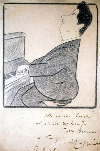 Portrait of Giacomo Puccini (1858-1924), Italian composer. Caricature by Leonetto Cappiello. by Leonetto Cappiello