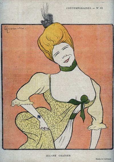 Portrait of the French Comedian Jeanne Granier, Drawing by Leonetto Cappiello in Le Rire of 1898 by Leonetto Cappiello