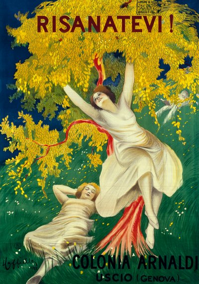 Poster advertising of Colonia Arnaldi in Uscio (Genova) by Leonetto Cappiello