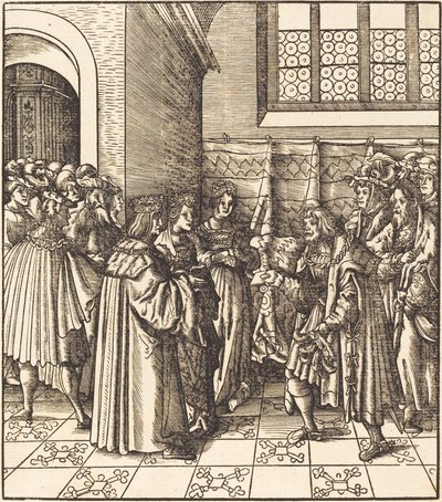A Legation before a King, near Him Two Women Standing by Leonhard Beck