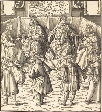Assembly of Four Kings, in the Foreground Four Men by Leonhard Beck