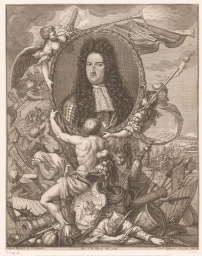 Portrait of Eugene of Savoy Carried by Allegorical Figures by Leonhard Heckenauer