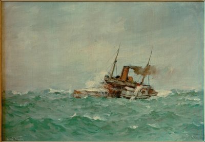 Paddle Steamer in Rough Sea by Leonhard Sandrock