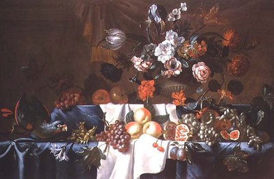 Still Life of Fruit with a Parrot by Leonhart Hubner