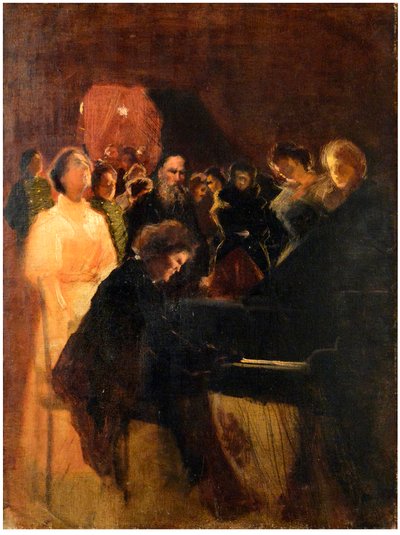 Leo Tolstoy at the Concert Given by Anton Rubinstein (1829-1894) by Leonid Osipovich Pasternak (1862-1945) by Leonid Osipovic Pasternak