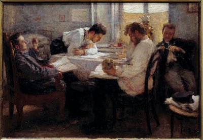 On the eve of the exam Students reviewing the exams by Leonid Osipovic Pasternak