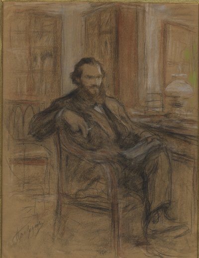 Leo Tolstoy During the Work on the Novel War and Peace by Leonid Osipovich Pasternak
