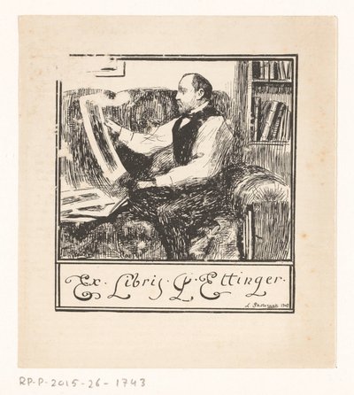 Ex Libris of Pawel Ettinger by Leonid Osipovisch Pasternak