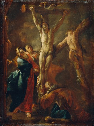 Christ on the Cross with Mary, John, Magdalene, and the Two Thieves by Leopold Blonder