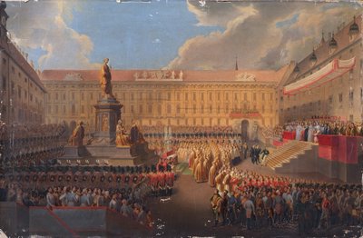 Unveiling of the Monument for Emperor Franz I of Austria on June 19, 1846 at Franzensplatz in Vienna by Leopold Bucher