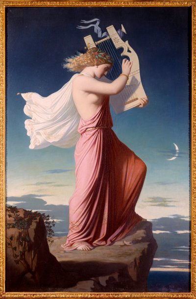 Portrait of the Greek Poet Sappho Playing the Lyre by Leopold Burthe