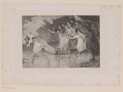 Christ in a Sleigh Pulled Over Ice by Skating Angels by Leopold Flameng