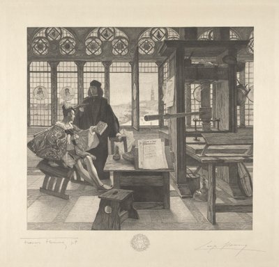 Grolier with the Printer Aldus Manutius by Leopold Flameng