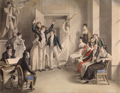 Franz Schubert 1797-1828. Party Game of the Schubertians in Atzenbrugg by Leopold Kupelwieser