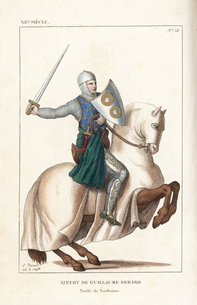 Aimery de Guillaume Berard, French Knight, Condottiere and Commander of the Florentine Army at the Battle of Campaldino by Leopold Massard