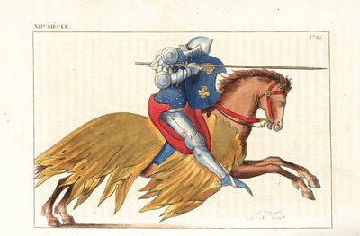 English Cavalry Charging with Lance by Leopold Massard