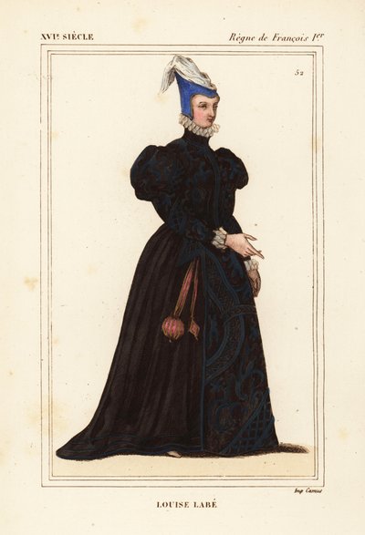 Louise Labe, La Belle Cordiere, French Poet 1526-1566. Musician, Equestrian, Archer, Fencer and Linguist by Leopold Massard