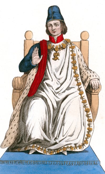 French King Louis XI wearing Saint Michel order suit by Leopold Massard