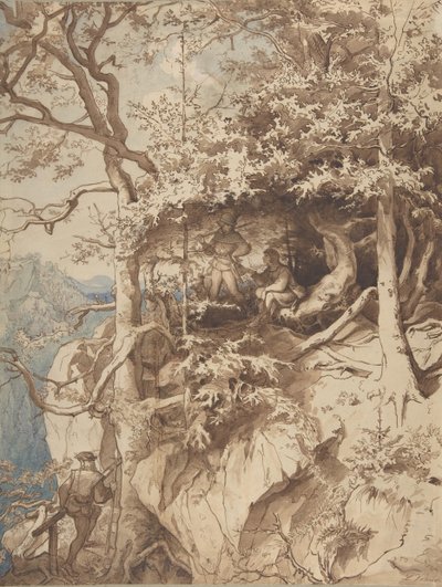 Hunters in an Outlook on a Mountain by Leopold Venus