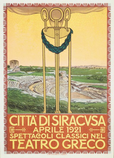 Advertising Poster for the Theater Season in the Greek Arena of Syracuse, Italy by Leopoldo Metlicovitz