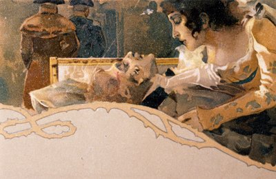 Postcard illustrated by Leopoldo Metlicovitz depicting scenes from Tosca, opera by Giacomo Puccini by Leopoldo Metlicovitz