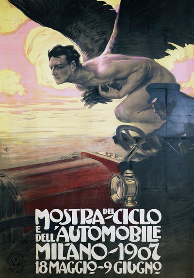 Poster for Car and Bicycle Show, Milan 18 May-9 June by Leopoldo Metlicovitz