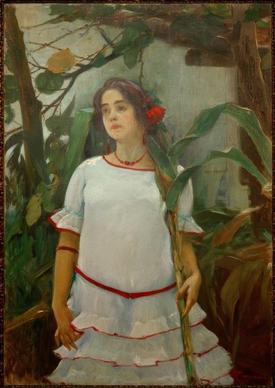 Portrait of a Girl with Sugar Cane by Leopoldo Romañach