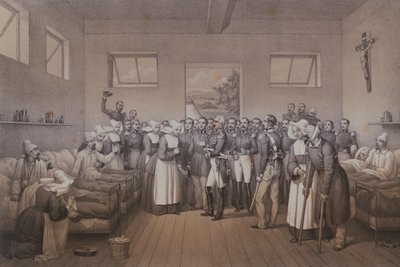 Aimable Jean Jacques Pelissier (1794-1864) Duke of Malakoff visiting the wounded soldiers after the capture of Sebastopol in 1855 by Lepan