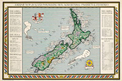 A Map of New Zealand by Leslie MacDonald Gill