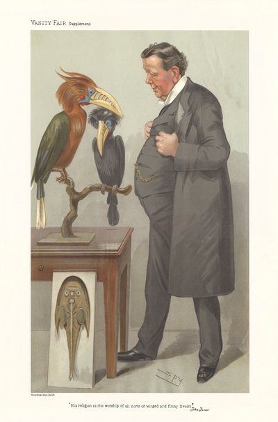 Professor Ray Lankester - Portrait Standing and Looking at Birds by Leslie Matthew (1851 1922) Ward