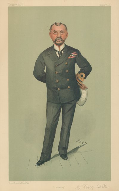 Captain Percy Scott, Gunnery, 17 September 1903, Vanity Fair Cartoon by Leslie Matthew Ward