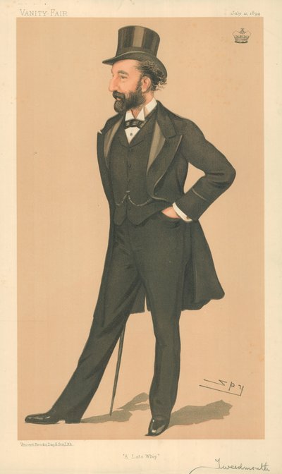 Lord Tweedmouth, A late whip, 12 July 1894, Vanity Fair cartoon by Leslie Matthew Ward