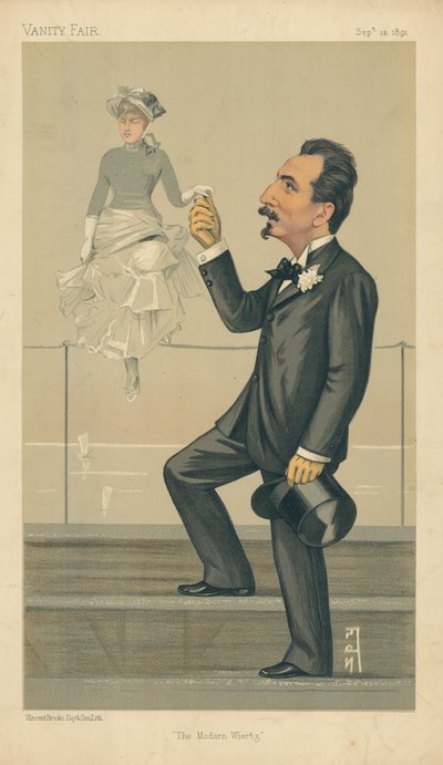 M Jan Van Beers, The Modern Wiertz, 12 September 1891, Vanity Fair cartoon by Leslie Matthew Ward