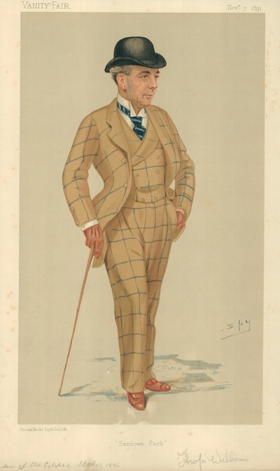 Mr Hwfa Williams, Sandown Park, 7 November 1891, Vanity Fair cartoon by Leslie Matthew Ward