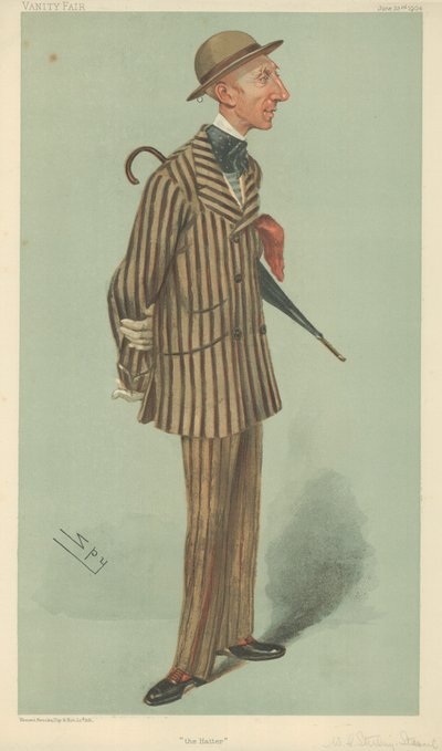 Mr William Crawfurd Stirling-Stuart, The hatter, 23 June 1904, Vanity Fair cartoon by Leslie Matthew Ward