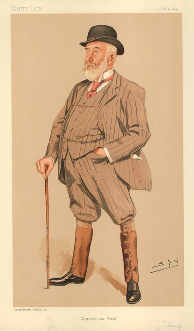 Mr William Montagu Tharp, Chippenham Park, Vanity Fair Cartoon by Leslie Matthew Ward