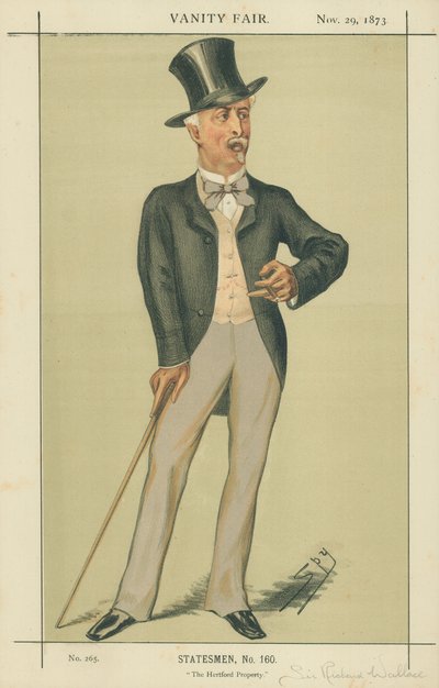 Sir Richard Wallace, The Hertford Property, 29 November 1873, Vanity Fair cartoon by Leslie Matthew Ward
