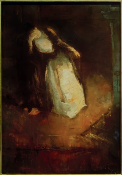 Woman by the Fireplace (Reverie by the Fireplace) by Lesser Ury