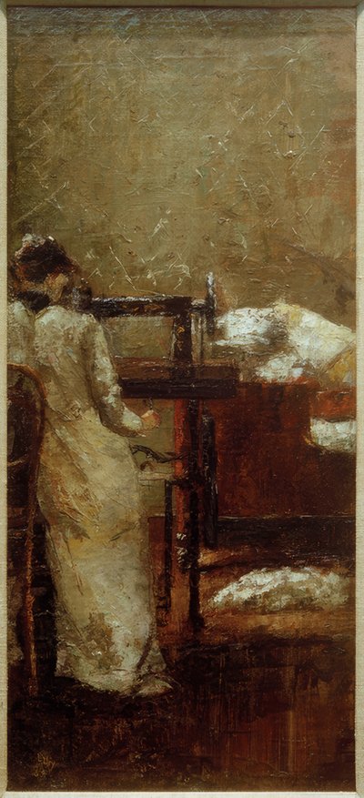 Woman at the Sewing Machine by Lesser Ury