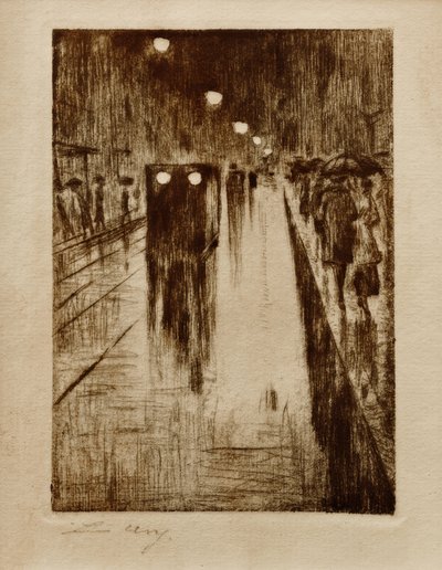 Leipzig Street in the Rain by Lesser Ury