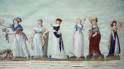 Different young women representing feminine fashion during the Revolution by Lesueur Brothers