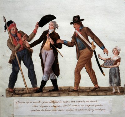 Citizen Arrete to Force Him to Put a National Cockard on His Hat by Lesueur Brothers