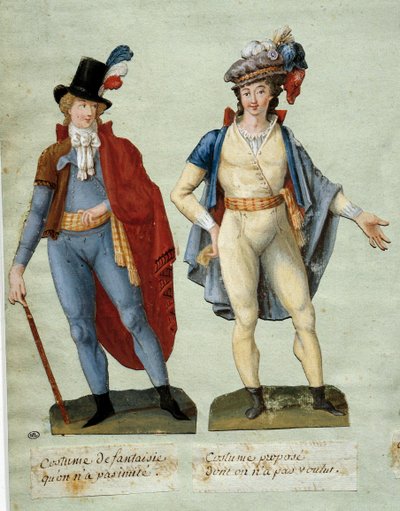 French Revolution: costumes of fantasy revolutionaries by Lesueur Brothers