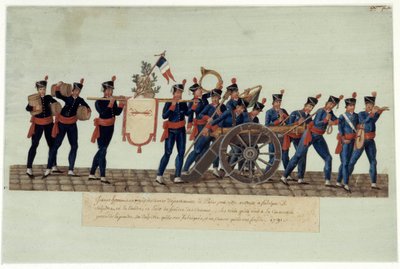 French Revolution of 1789: Young Men Carrying Powder, Saltpeter, and a Cannon to the Convention by Lesueur Brothers
