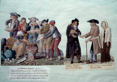 Scenes Under the French Revolution: Bread Shortage, Money Seller and Annuitants Selling Their Effects. Gouache by the Lesueur Brothers, Circa 1789. Musee Carnavalet, Paris by Lesueur Brothers