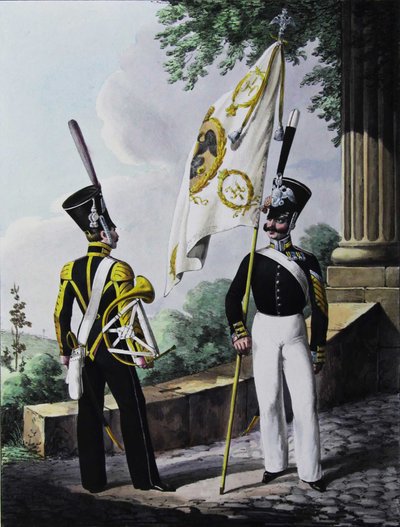 Porte-epee-Praporshchik and Hornist of the Guards Garrison Battalion by Lev Alexandrovich Belousov